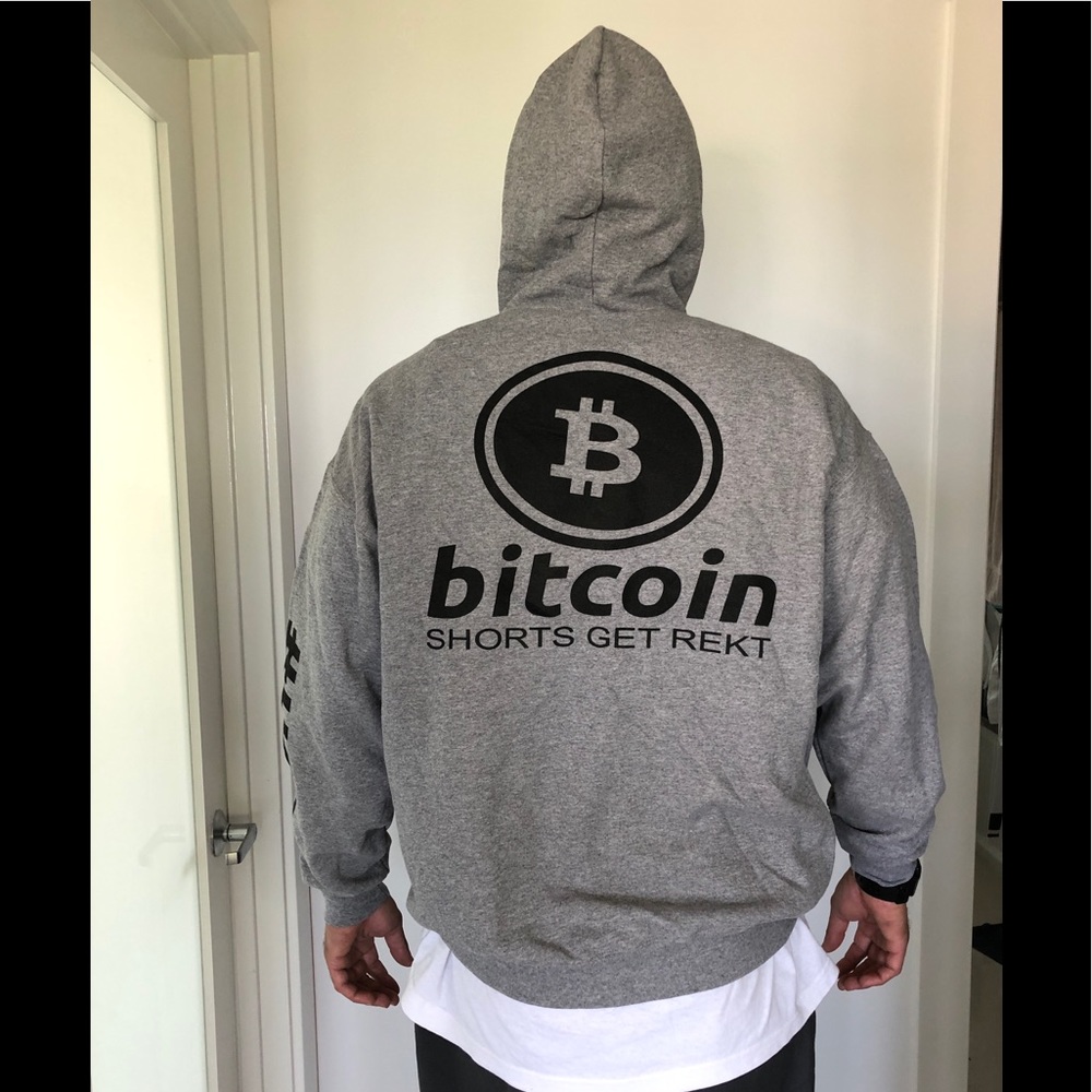Bitcoin hoodie heather grey hodl cryptocurrency